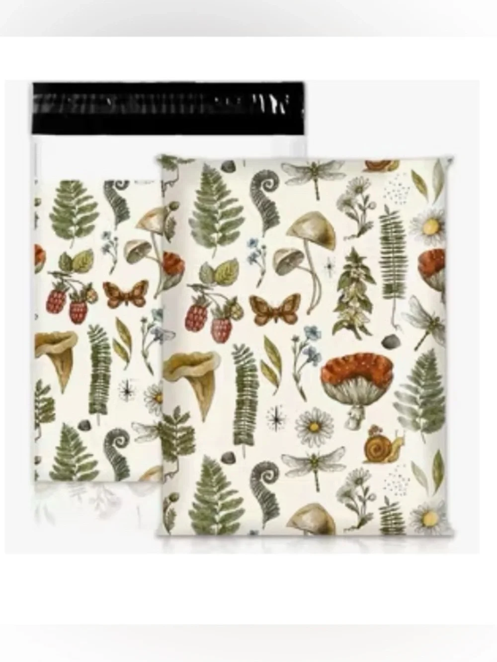 20  10” x 13” Fiddle Fern Mushroom Poly Mailers